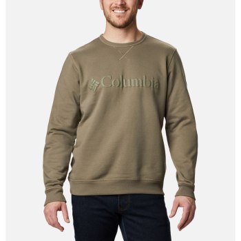 Columbia Sweater Heren, Logo Fleece Crew Grijs Groen, 35DOKCRWU